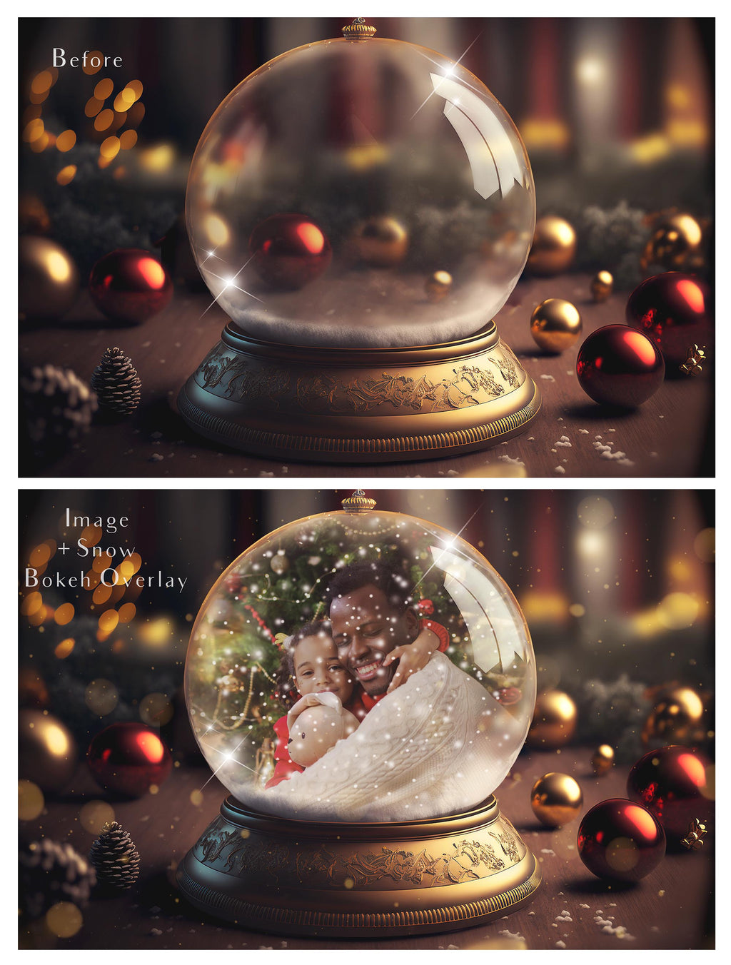 Digital Snow Globe Background, with snow Overlays and a PSD Template included in the set.The globe is transparent, perfect for you to add your own images and retain the snow globe effect. Printable Card for Christmas with Santa Window or Glass Globe. ATP Textures