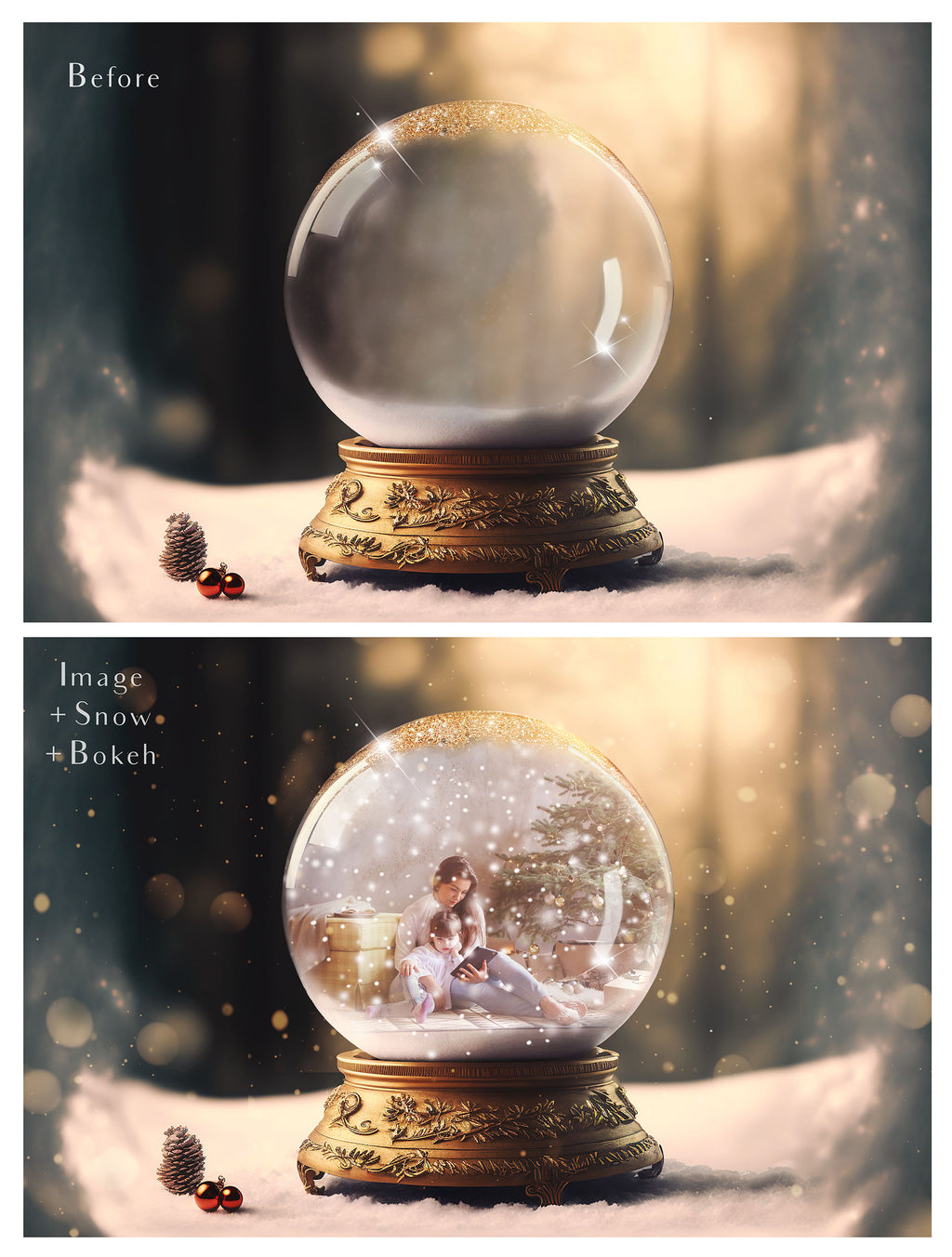 Digital Snow Globe Background, with snow Overlays and a PSD Template included in the set.The globe is transparent, perfect for you to add your own images and retain the snow globe effect. Photoshop Photography Background. Printable, Editable Card for Christmas with Santa Window or Glass Globe. ATP Textures