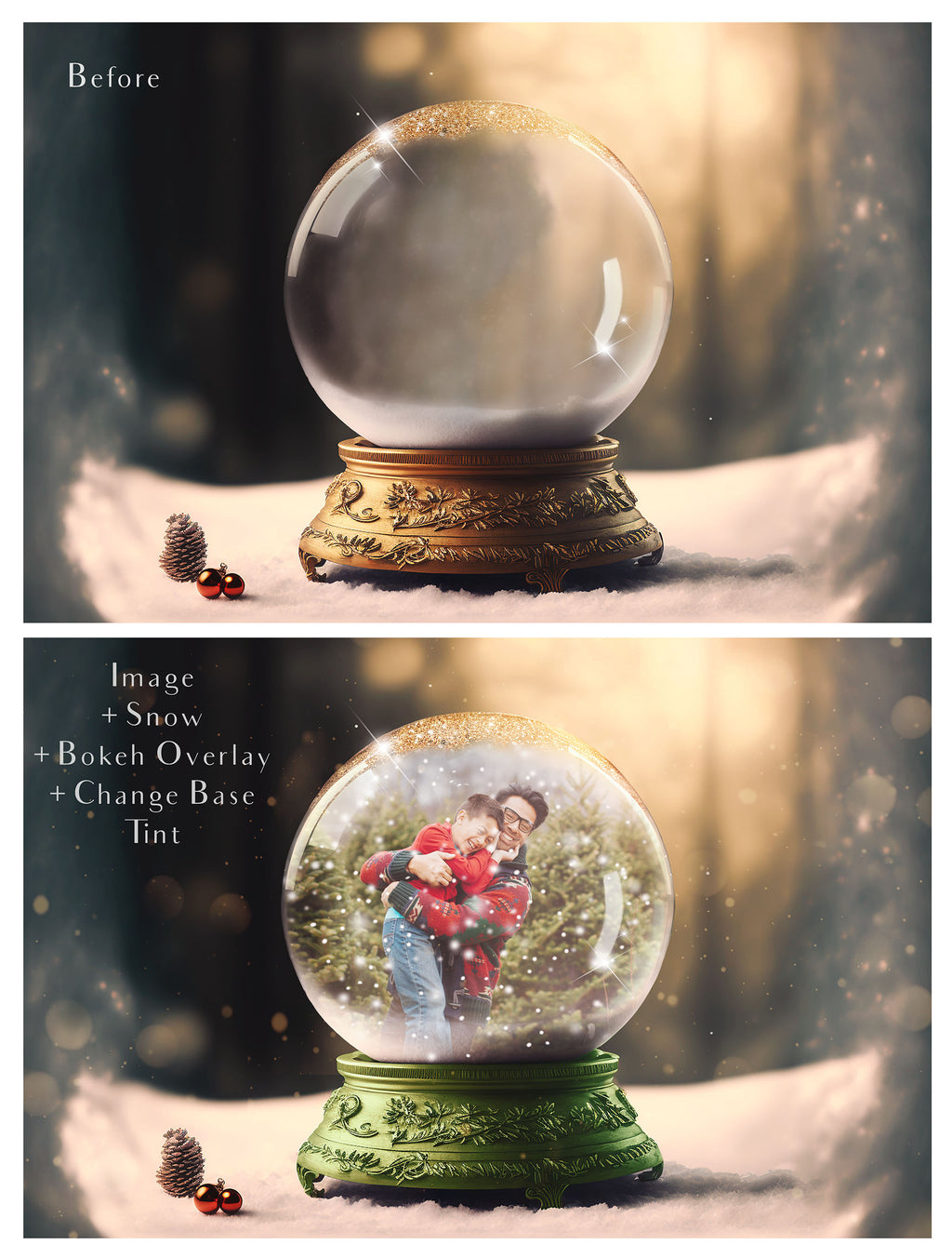 Digital Snow Globe Background, with snow Overlays and a PSD Template included in the set.The globe is transparent, perfect for you to add your own images and retain the snow globe effect. Photoshop Photography Background. Printable, Editable Card for Christmas with Santa Window or Glass Globe. ATP Textures