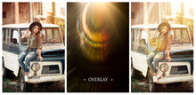 Load image into Gallery viewer, Jpeg overlays for fine art photography. 28 Lens flare Overlays., Sun flare overlays, photo overlays, high resolution, sunlight photo overlays by ATP Textures
