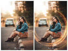 Load image into Gallery viewer, Sun flare overlays for photographers. Radial flare, rainbow flare, ring flare overlay,  lens flare, digital background for photoshop, High resolution by ATP textures.

