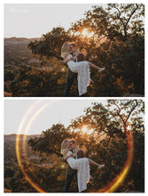 Load image into Gallery viewer, Sun flare overlays for photographers. Radial flare, rainbow flare, ring flare overlay,  lens flare, digital background for photoshop, High resolution by ATP textures.
