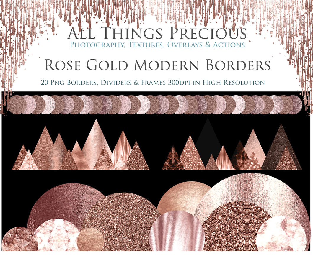 MODERN ROSE GOLD BORDERS - Clipart