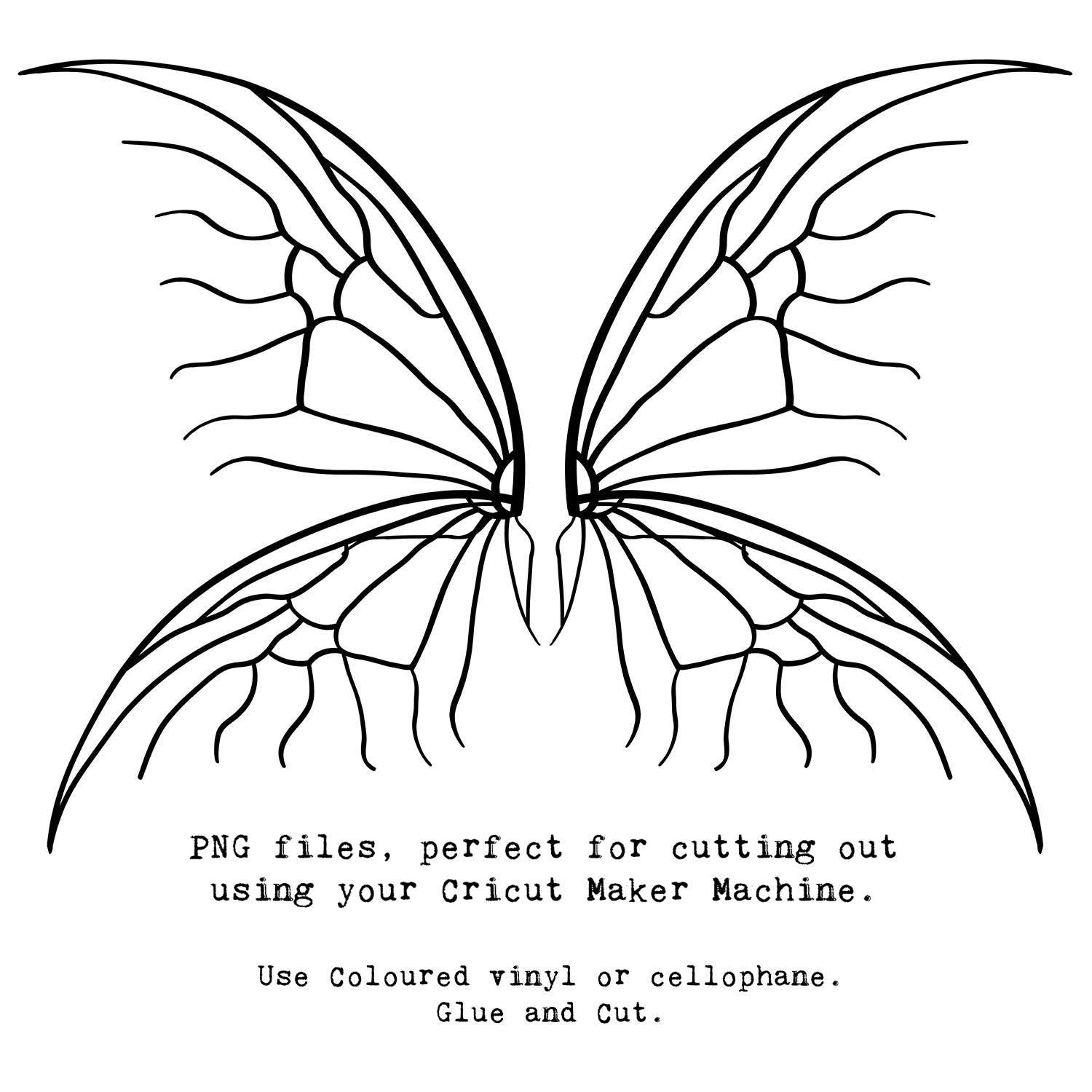 SVG & PNG Fairy Wing files for Cricut or Silhouette Cameo Cutting Machine. To create wearable fairy wings, in adult or children sizes.  Use this clipart design for Halloween Costumes, Fantasy or Cosplay or photography. These are Individual Wing Pieces, for you to cut and assemble. This is a digital product. 