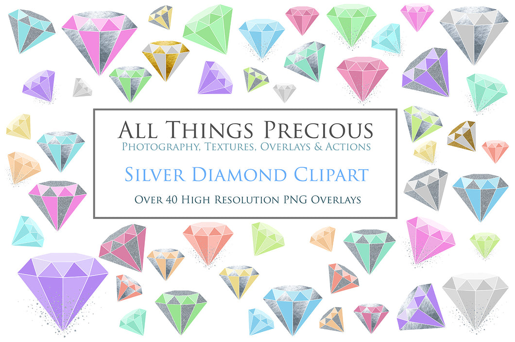 SILVER & COLOUR DIAMONDS - Clipart FREE DOWNLOAD