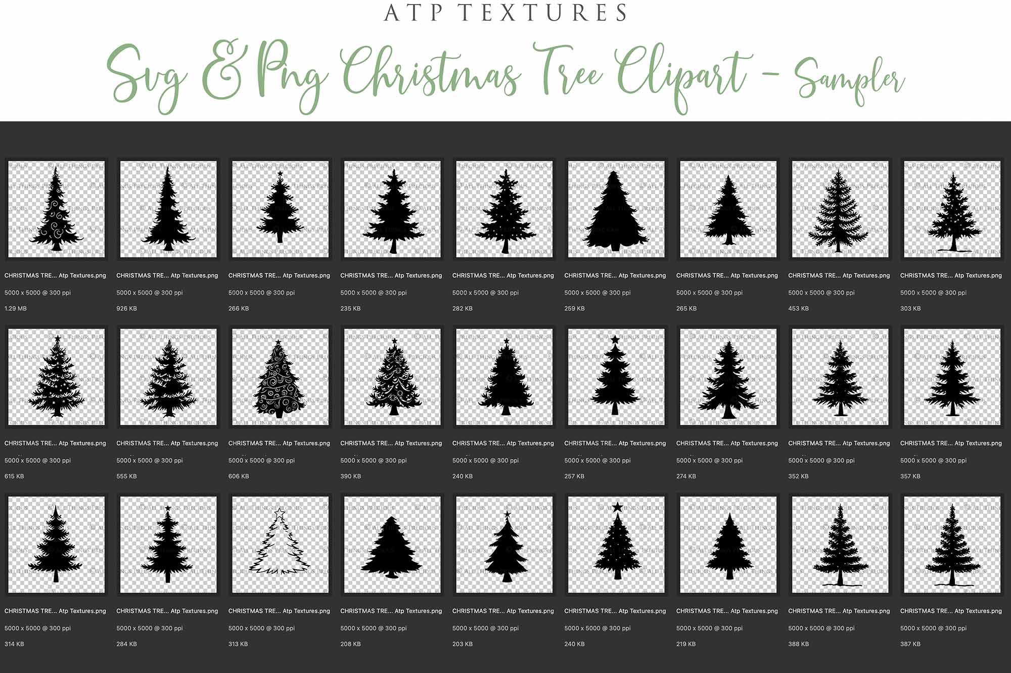 SVG & PNG CHRISTMAS TREE Clipart / Digital Overlays