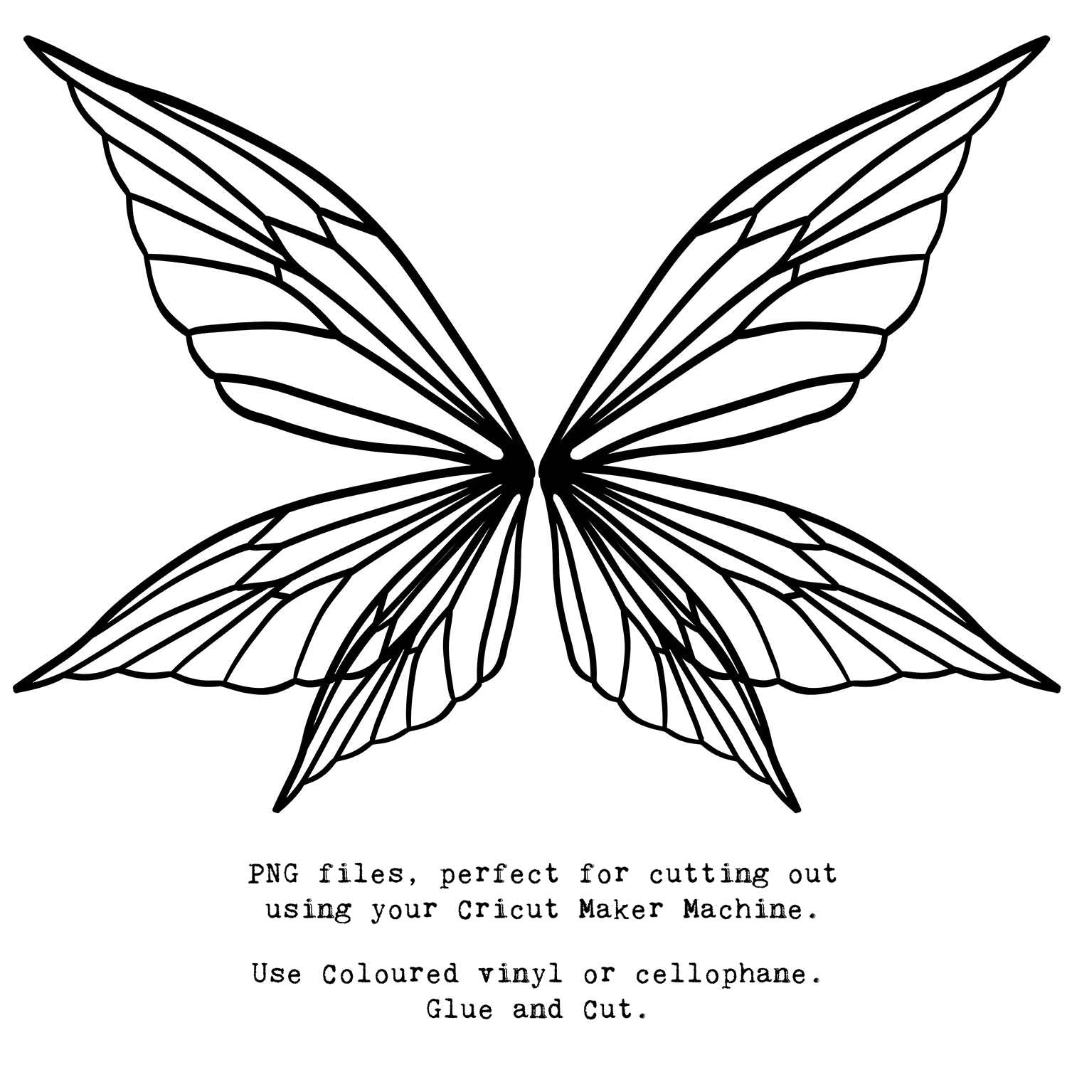 SVG & PNG Fairy Wing files for Cricut or Silhouette Cameo Cutting Machine. To create wearable fairy wings, in adult or children sizes.  Use this clipart design for Halloween Costumes, Fantasy or Cosplay or photography. These are Individual Wing Pieces, for you to cut and assemble. This is a digital product. 
