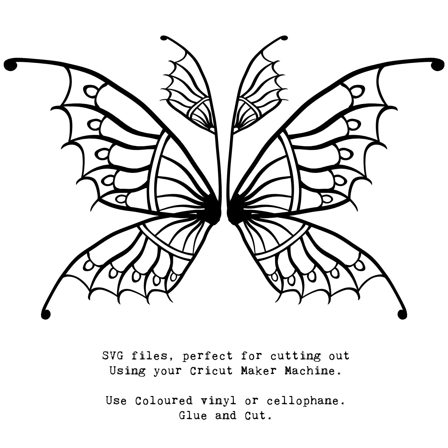 SVG & PNG Fairy Wing files for Cricut or Silhouette Cameo Cutting Machine. To create wearable fairy wings, in adult or children sizes.  Use this clipart design for Halloween Costumes, Fantasy or Cosplay or photography. These are Individual Wing Pieces, for you to cut and assemble. This is a digital product. 
