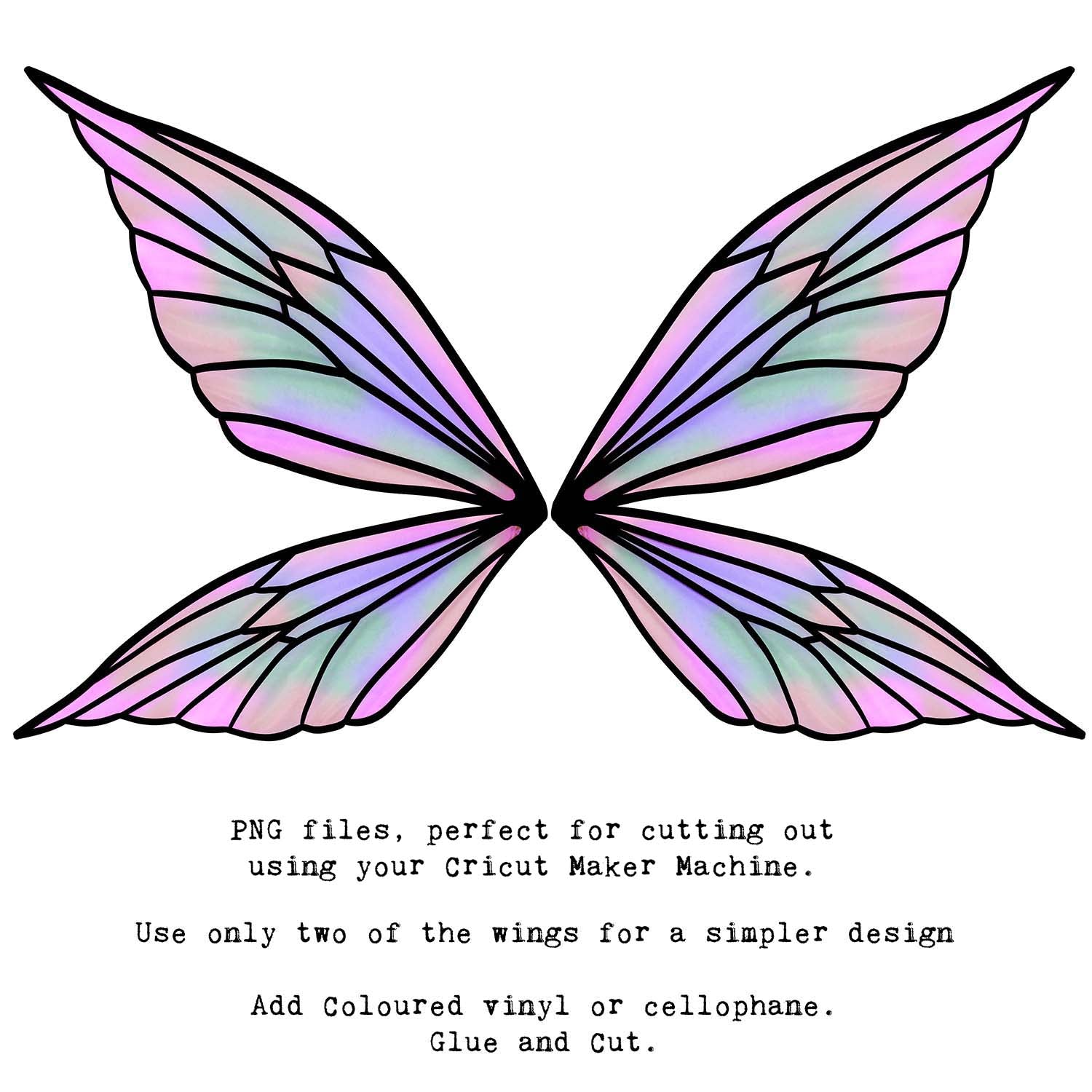 SVG & PNG Fairy Wing files for Cricut or Silhouette Cameo Cutting Machine. To create wearable fairy wings, in adult or children sizes.  Use this clipart design for Halloween Costumes, Fantasy or Cosplay or photography. These are Individual Wing Pieces, for you to cut and assemble. This is a digital product. 