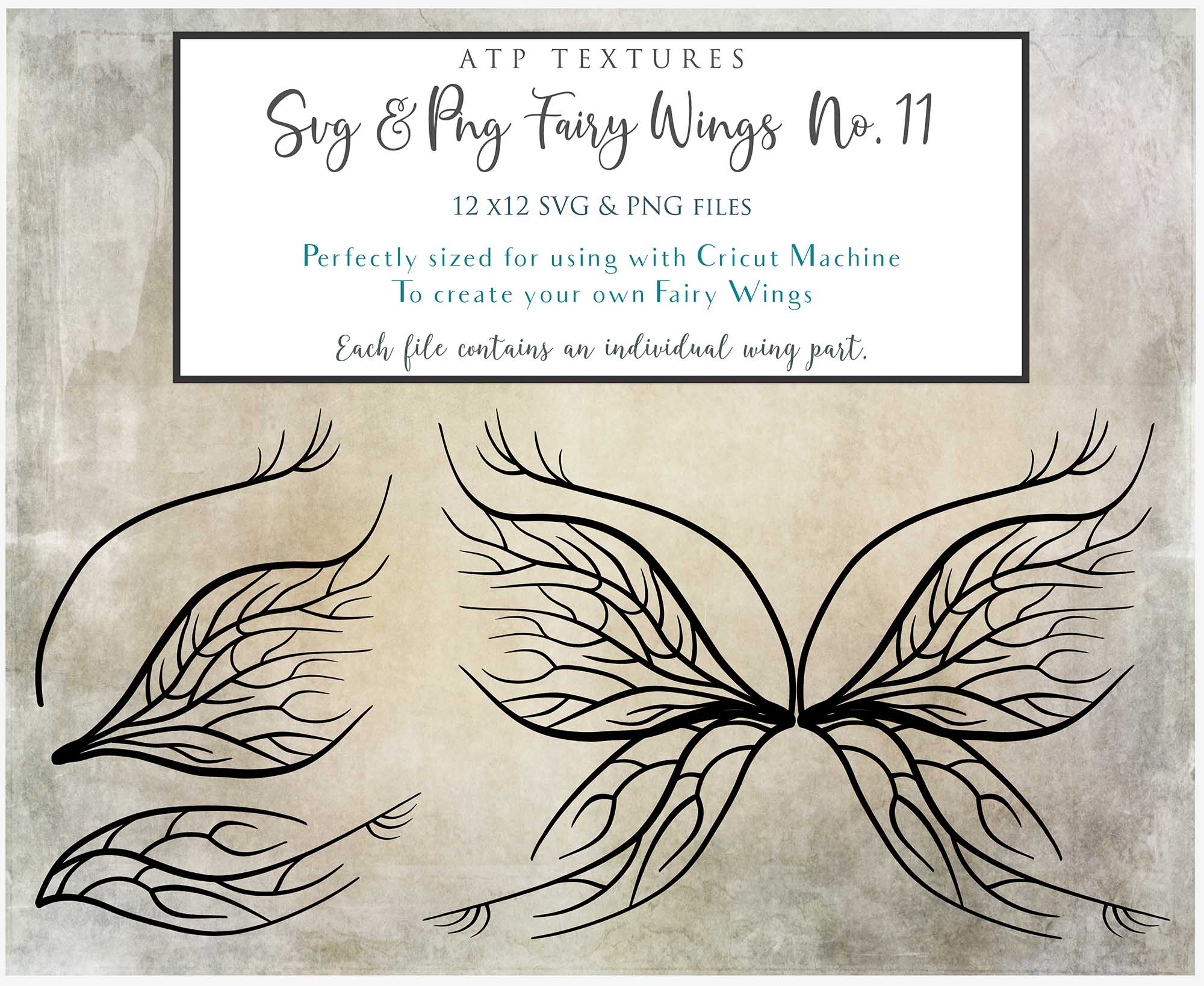 SVG & PNG Fairy Wing files for Cricut or Silhouette Cameo Cutting Machine. To create wearable fairy wings, in adult or children sizes.  Use this clipart design for Halloween Costumes, Fantasy or Cosplay or photography. These are Individual Wing Pieces, for you to cut and assemble. This is a digital product. 