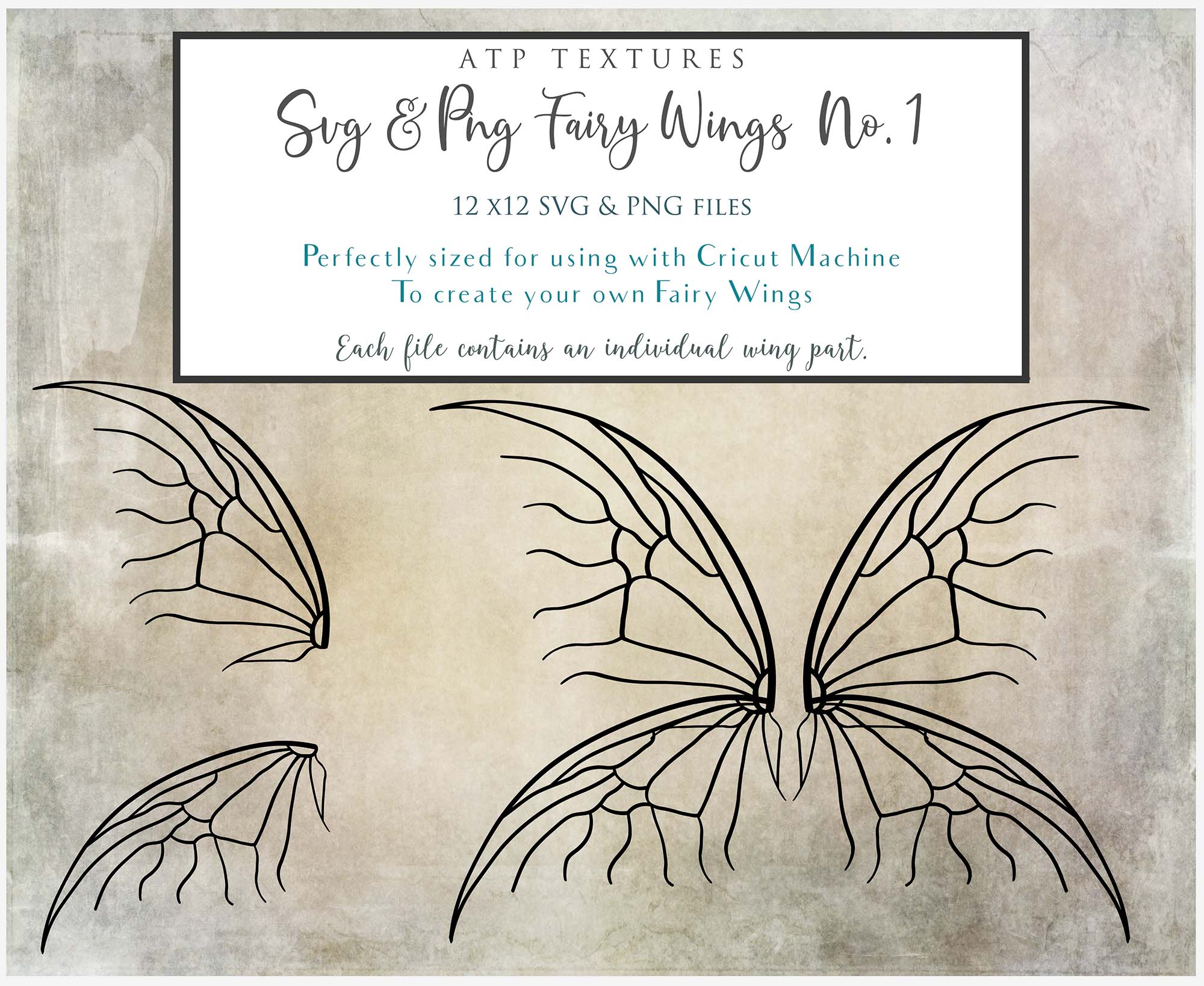 SVG & PNG Fairy Wing files for Cricut or Silhouette Cameo Cutting Machine. To create wearable fairy wings, in adult or children sizes.  Use this clipart design for Halloween Costumes, Fantasy or Cosplay or photography. These are Individual Wing Pieces, for you to cut and assemble. This is a digital product. 