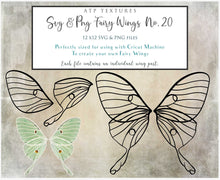 Load image into Gallery viewer, SVG &amp; PNG Fairy Wing files for Cricut or Silhouette Cameo Cutting Machine. To create wearable fairy wings, in adult or children sizes.  Use this clipart design for Halloween Costumes, Fantasy or Cosplay or photography. These are Individual Wing Pieces, for you to cut and assemble. This is a digital product. 
