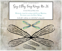 Load image into Gallery viewer, SVG &amp; PNG Fairy Wing files for Cricut or Silhouette Cameo Cutting Machine. To create wearable fairy wings, in adult or children sizes.  Use this clipart design for Halloween Costumes, Fantasy or Cosplay or photography. These are Individual Wing Pieces, for you to cut and assemble. This is a digital product. 
