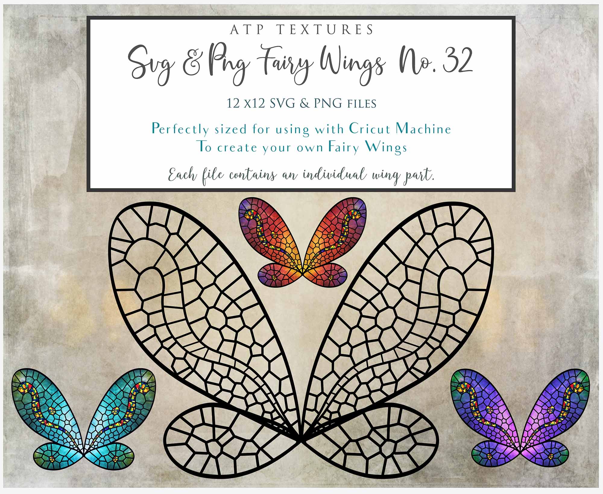 SVG & PNG Fairy Wing files for Cricut or Silhouette Cameo Cutting Machine. To create wearable fairy wings, in adult or children sizes.  Use this clipart design for Halloween Costumes, Fantasy or Cosplay or photography. Or use as ephemera in weddings, engagements or baby shower invitations. These are Individual wing parts, for you to cut and assemble. This is a digital product. 