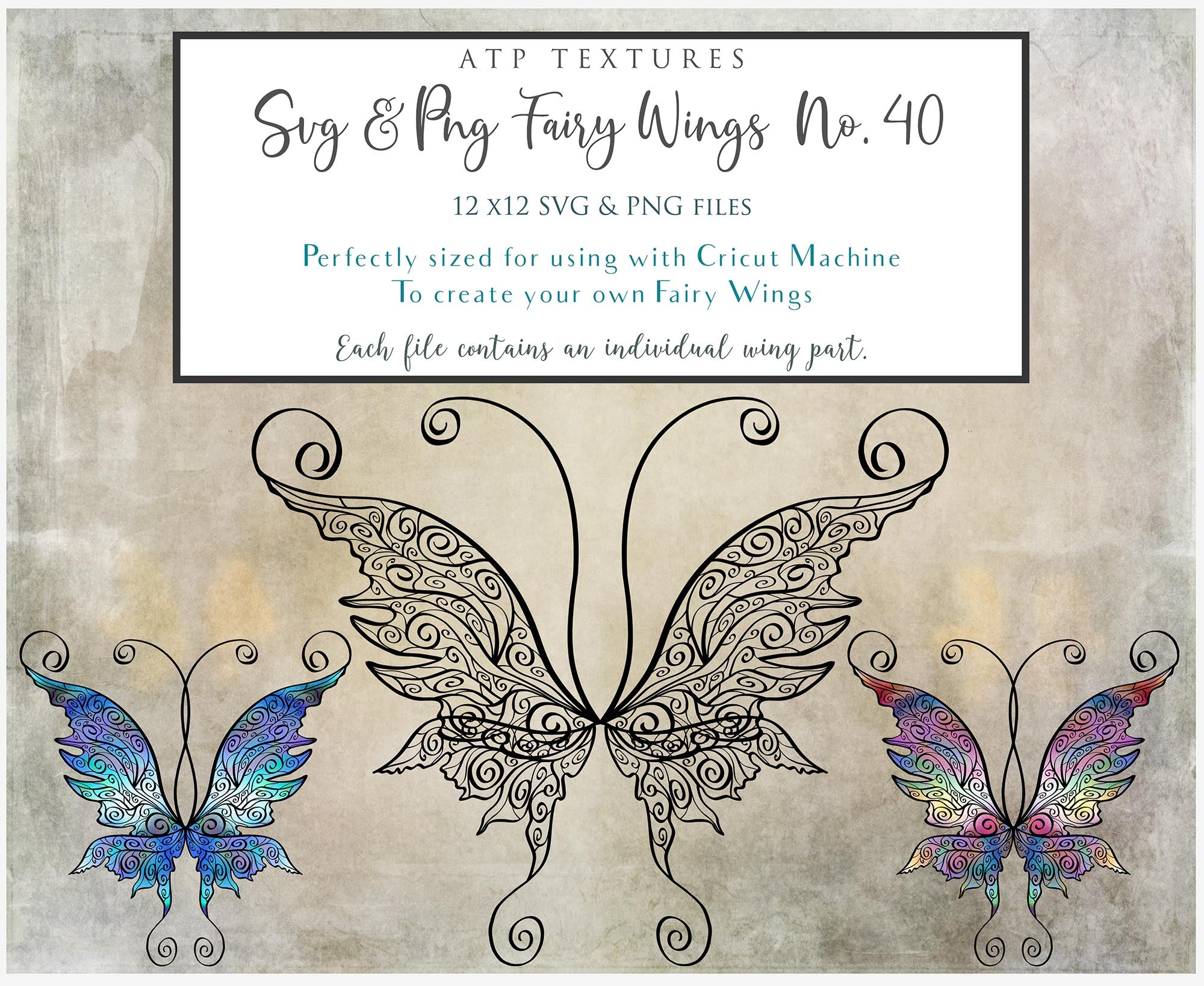 SVG & PNG Fairy Wing files for Cricut or Silhouette Cameo Cutting Machine. To create wearable fairy wings, in adult or children sizes.  Use this clipart design for Halloween Costumes, Fantasy or Cosplay or photography. Or use as ephemera in weddings, engagements or baby shower invitations. These are Individual wing parts, for you to cut and assemble. This is a digital product. 