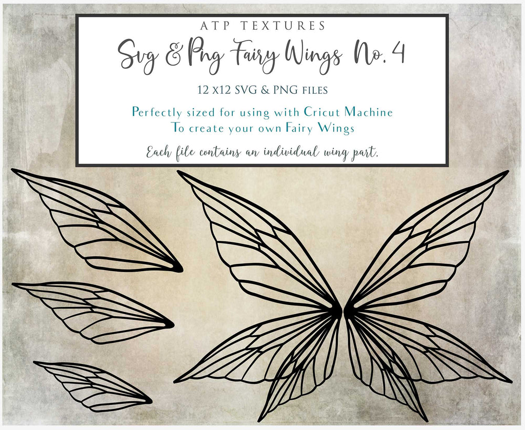 SVG & PNG Fairy Wing files for Cricut or Silhouette Cameo Cutting Machine. To create wearable fairy wings, in adult or children sizes.  Use this clipart design for Halloween Costumes, Fantasy or Cosplay or photography. These are Individual Wing Pieces, for you to cut and assemble. This is a digital product. 