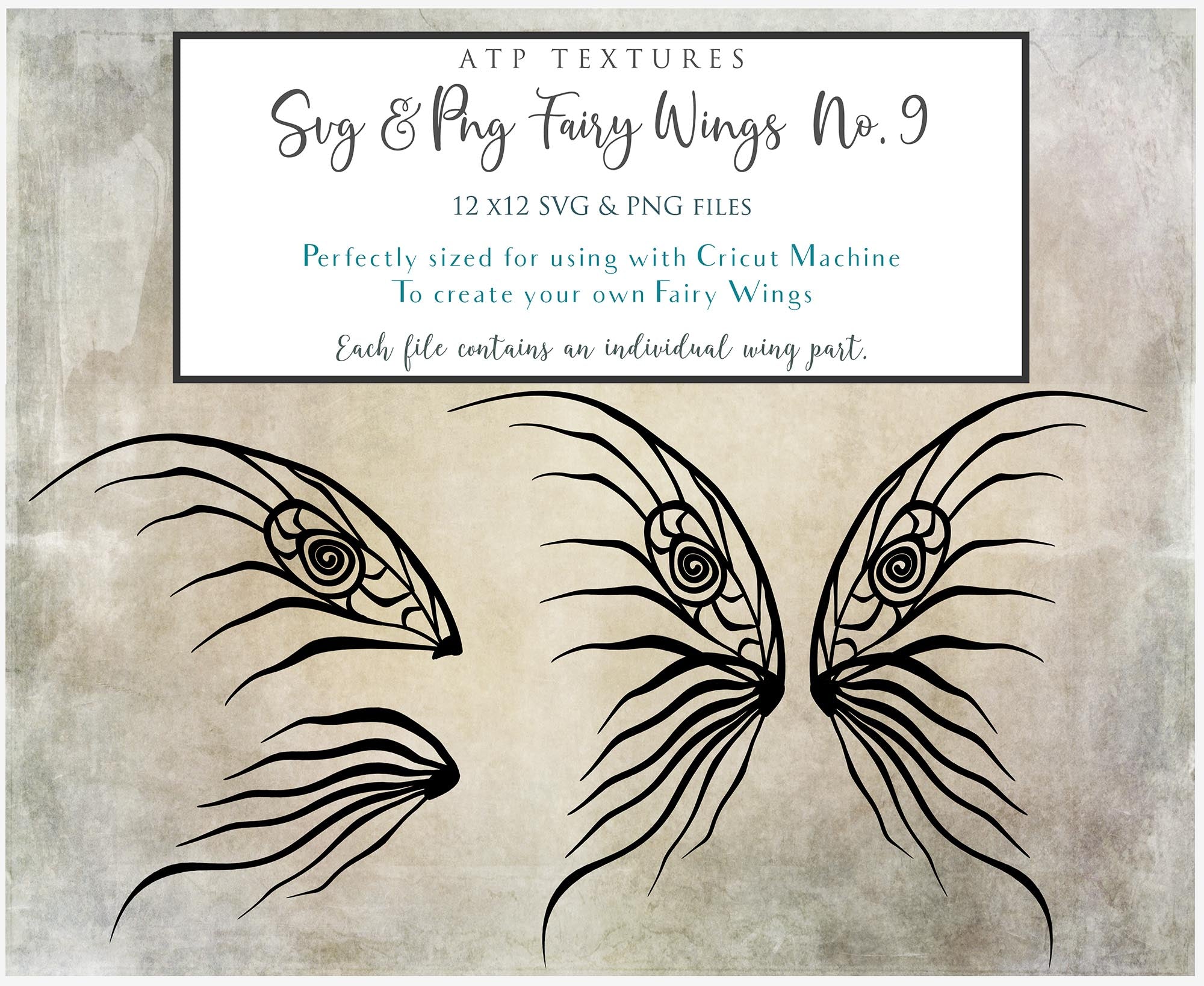 SVG & PNG Fairy Wing files for Cricut or Silhouette Cameo Cutting Machine. To create wearable fairy wings, in adult or children sizes.  Use this clipart design for Halloween Costumes, Fantasy or Cosplay or photography. These are Individual Wing Pieces, for you to cut and assemble. This is a digital product. 