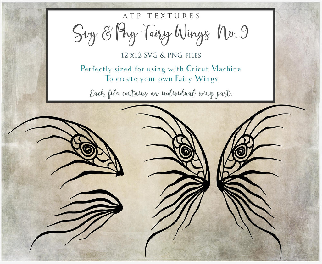 SVG & PNG Fairy Wing files for Cricut or Silhouette Cameo Cutting Machine. To create wearable fairy wings, in adult or children sizes.  Use this clipart design for Halloween Costumes, Fantasy or Cosplay or photography. These are Individual Wing Pieces, for you to cut and assemble. This is a digital product. 