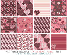 Load image into Gallery viewer, SWEET HEART Digital Papers Set 1 FREE DOWNLOAD
