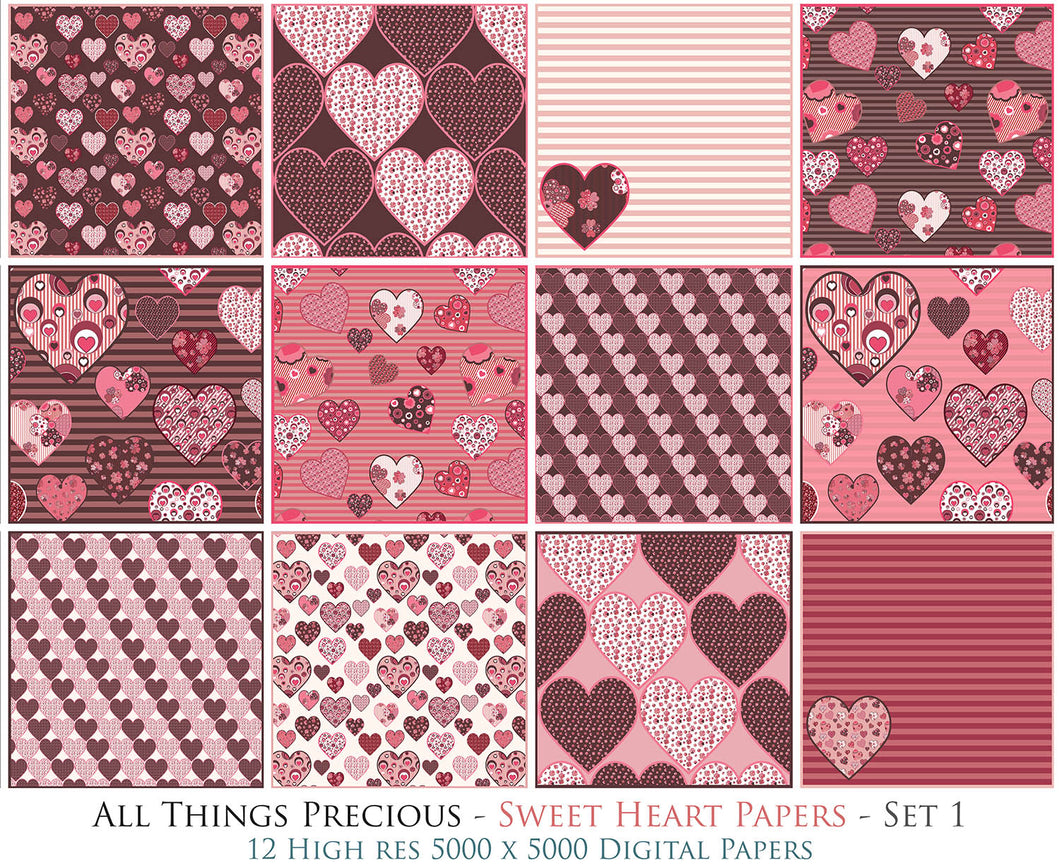 SWEET HEART Digital Papers Set 1 FREE DOWNLOAD