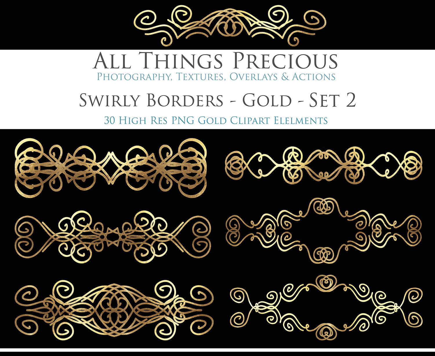 SWIRLY GOLD BORDERS set 2 - Clipart
