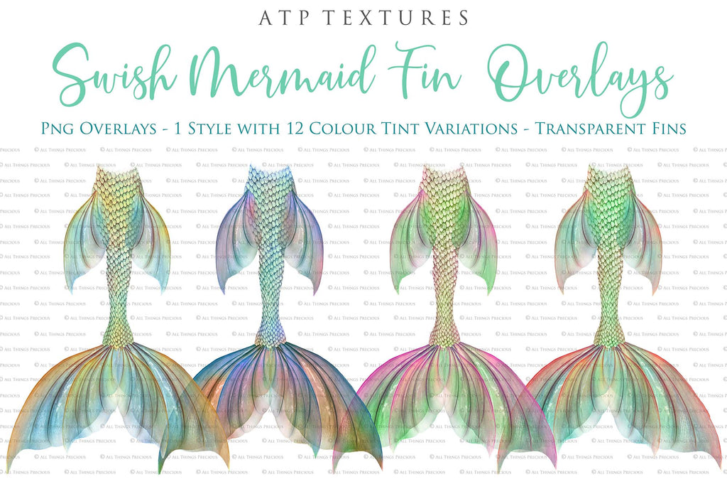 Png transparent Mermaid Tail fin overlays in colourful tints. By ATP Textures Ocean undersea digital backgrounds.