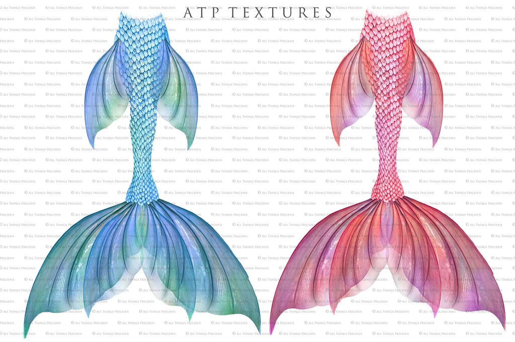 Png transparent Mermaid Tail fin overlays in colourful tints. By ATP Textures Ocean undersea digital backgrounds.