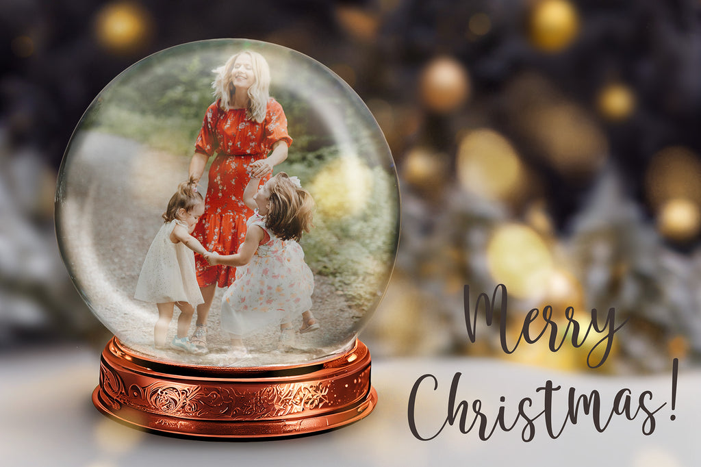 Digital Snow Globe Background, with snow Overlays and a PSD Template included in the set.The globe is transparent, perfect for you to add your own images and retain the snow globe effect. Printable Card for Christmas with Santa Window or Glass Globe. ATP Textures