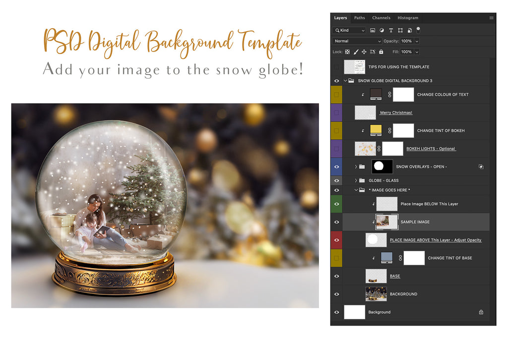 Digital Snow Globe Background, with snow Overlays and a PSD Template included in the set.The globe is transparent, perfect for you to add your own images and retain the snow globe effect. Printable Card for Christmas with Santa Window or Glass Globe. ATP Textures