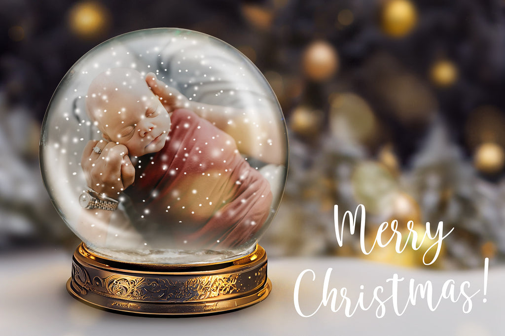 Digital Snow Globe Background, with snow Overlays and a PSD Template included in the set.The globe is transparent, perfect for you to add your own images and retain the snow globe effect. Printable Card for Christmas with Santa Window or Glass Globe. ATP Textures