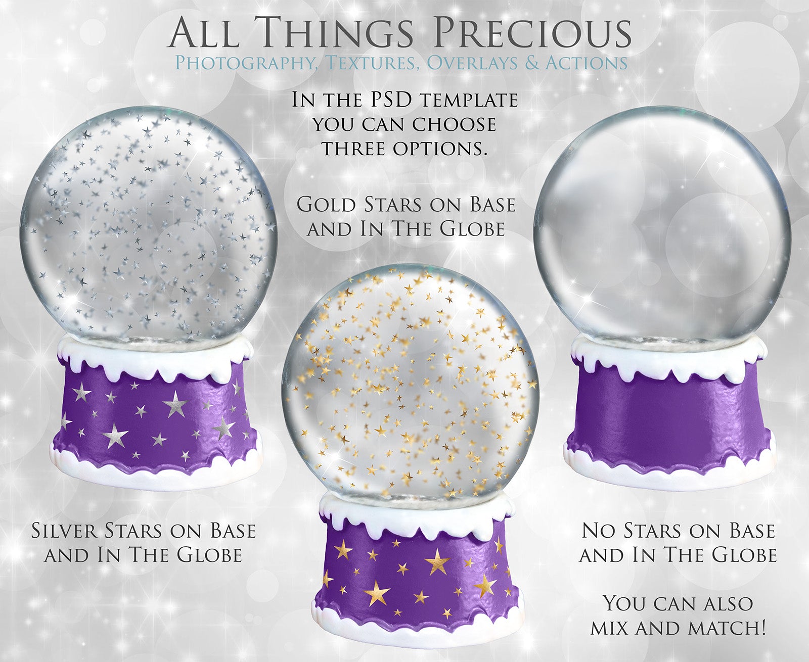 Digital Snow Globe Clipart with snow Overlays and a PSD Template included in the set.The globe is transparent, perfect to add your own images and retain the snow globe effect. Photoshop Photography Background. Printable, Editable for Christmas with Frozen Winter Theme. Glass graphic effects. ATP Textures