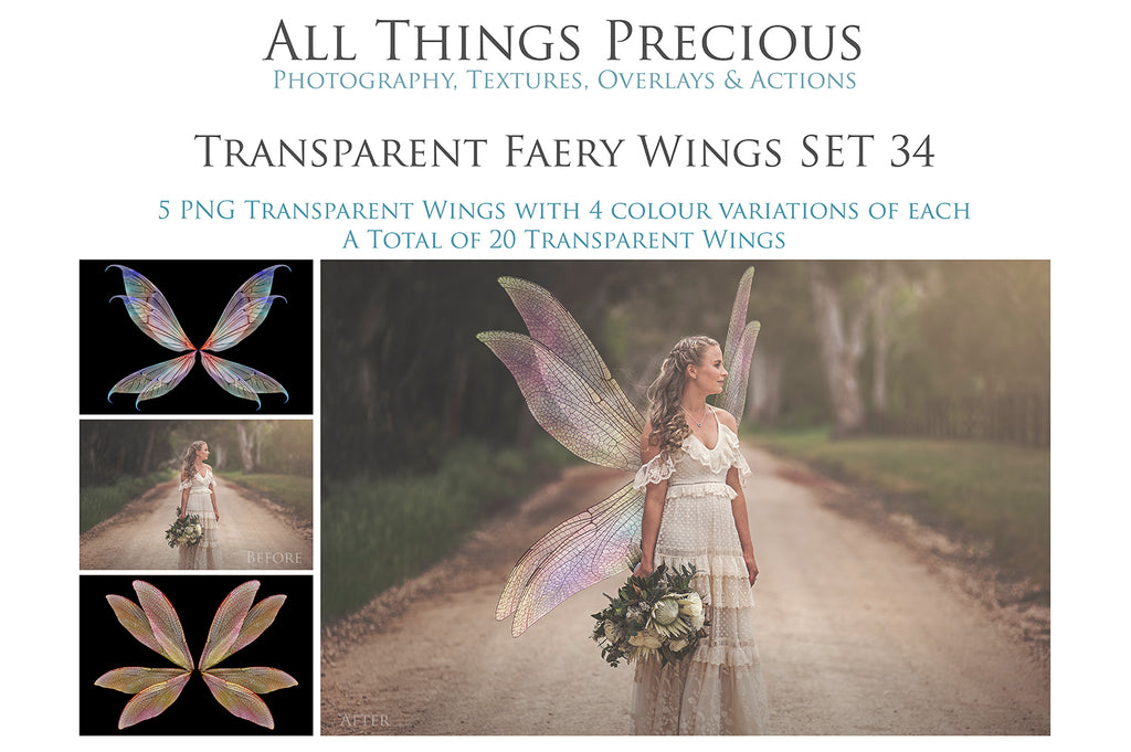 Fairy Wing Overlays For Photographers, Photoshop, Digital art and Creatives. Transparent, high resolution, faery wings for photography! These are gorgeous PNG overlays for fantasy digital art and Child portraiture. White fairy wings. Photo Overlays. Digital download. Graphic effects. Assets for photographers.