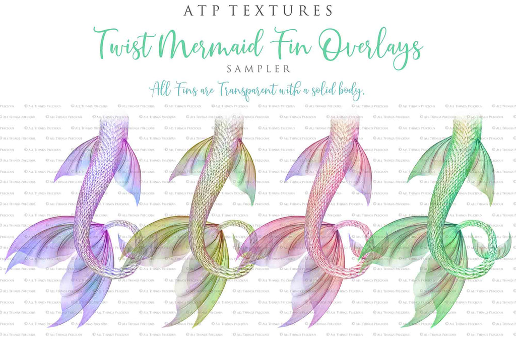 Png transparent Mermaid Tail fin overlays in colourful tints. By ATP Textures Ocean undersea digital backgrounds.