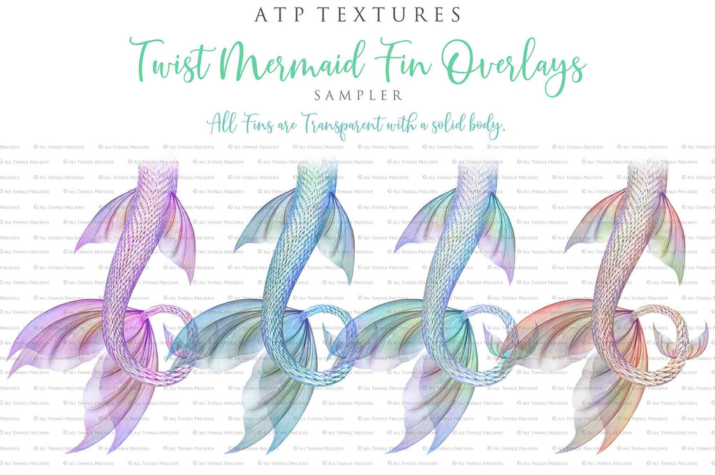 Png transparent Mermaid Tail fin overlays in colourful tints. By ATP Textures Ocean undersea digital backgrounds.