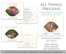 Load image into Gallery viewer, Template Set No.3  GIFT Certificate / MINI Session / PRINT Release BUNDLE
