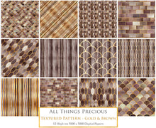Load image into Gallery viewer, TEXTURED PATTERN Gold &amp; Brown - Digital Papers
