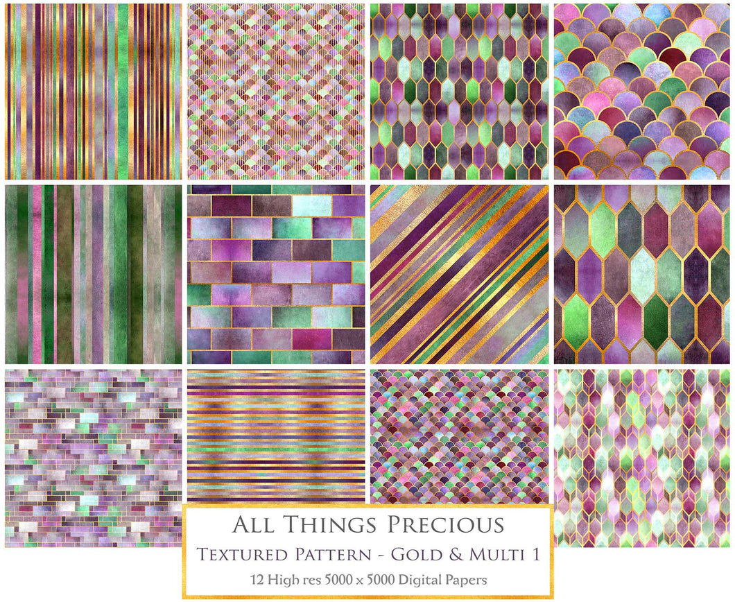 TEXTURED PATTERN Gold Multicoloured 1 - Digital Papers