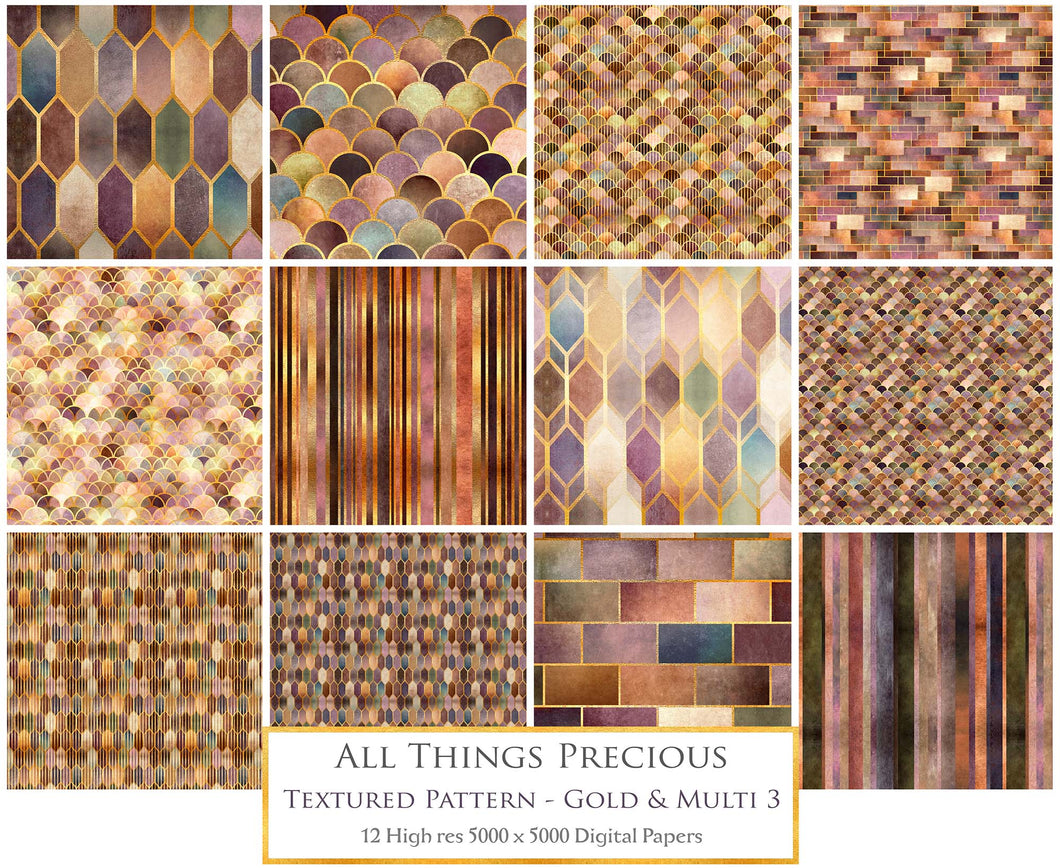 TEXTURED PATTERN Gold Multicoloured 3 - Digital Papers
