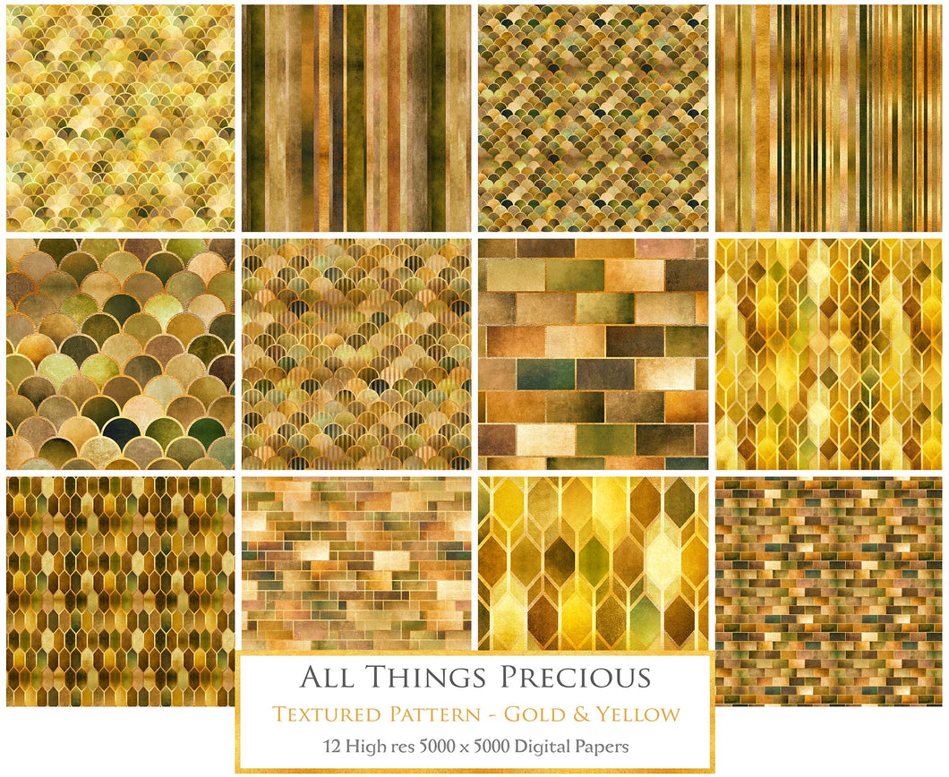 TEXTURED PATTERN Gold & Yellow - Digital Papers