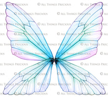 Load image into Gallery viewer, Digital Faery Wing Overlays. Png overlays for photoshop. Photography editing. High resolution, 300dpi fairy wings. Overlays for photography. Digital stock and resources. Graphic design. Fairy Photos. Colourful Fairy wings. Faerie Wings. ATP Textures. Overlays. Actions, Textures, Photo Resources, Photoshop. 
