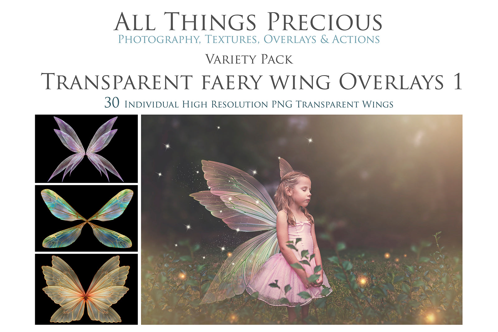 Fairy Wings Overlays For Photography, Photoshop, Digital art and Creatives. Transparent, high resolution wings for photographers. These are gorgeous PNG overlays for fantasy digital art and Child portraiture. colour, White fairy wings. Photo Overlays. Digital download. Graphic effects. ATP Textures