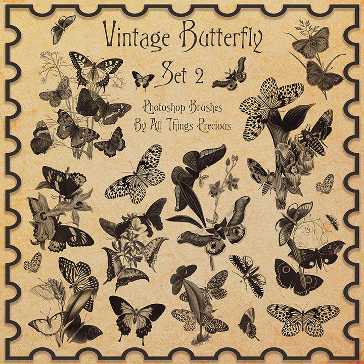 PHOTOSHOP BRUSHES - Vintage Butterflies Set 2 - FREE DOWNLOAD