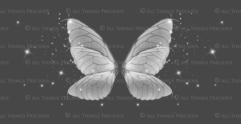 White Sparkling fairy wings, Png overlays for photoshop. High resolution transparent, see through wings. Fairycore, Cosplay, Photographers, Photoshop Edits, Digital overlay for photography. Digital stock and resources. Graphic design. Colourful, Gold, Fantasy Wing Bundle. Assets for Fine Art design. By ATP Textures