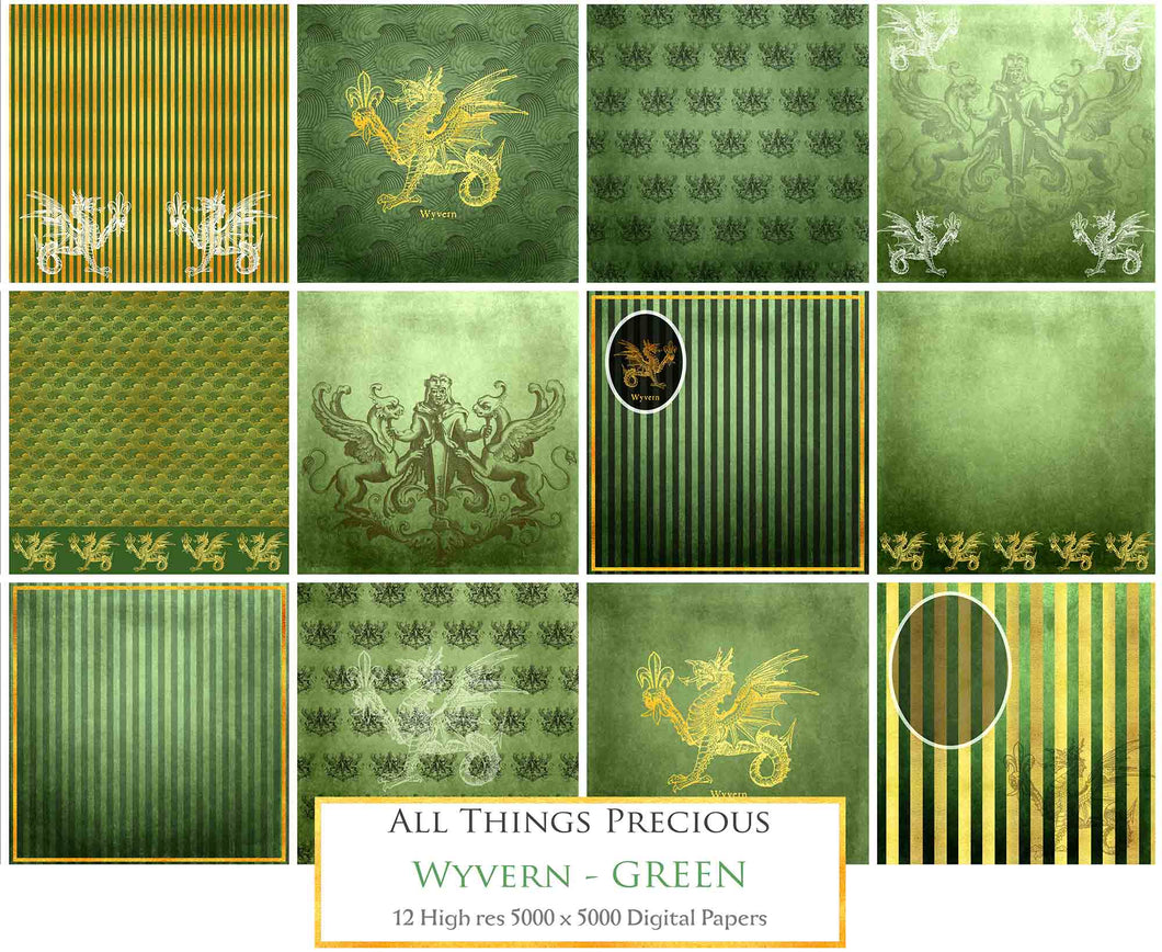 WYVERN - GREEN - Digital Papers