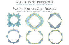Load image into Gallery viewer, 30 PNG WATERCOLOUR / GOLD Geo Frames - Clipart - FREE DOWNLOAD
