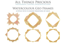 Load image into Gallery viewer, 30 PNG WATERCOLOUR / GOLD Geo Frames - Clipart - FREE DOWNLOAD
