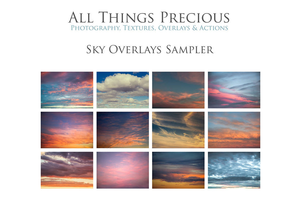 Vibrant Sky Overlays For Photographers, Photoshop, Digital art and Creatives. High resolution for photography and wall art print. These are gorgeous Photography overlays for fantasy digital art and Child portraiture. Landscape clouds with sunset, sunrise and flare. Graphic digital assets for design. Atp Textures