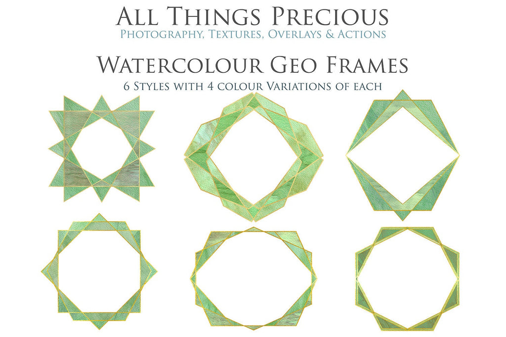 30 PNG WATERCOLOUR / GOLD Geo Frames - Clipart - FREE DOWNLOAD