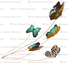 Load image into Gallery viewer, Png overlays for photography, Digital scrapbooking. PNG Butterfly Overlays, butterfly clipart, high resolution overlay, fine art photo overlay by ATP textures.
